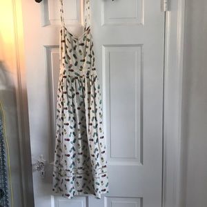 Multi color Pineapple Linen Cross Strap Dress